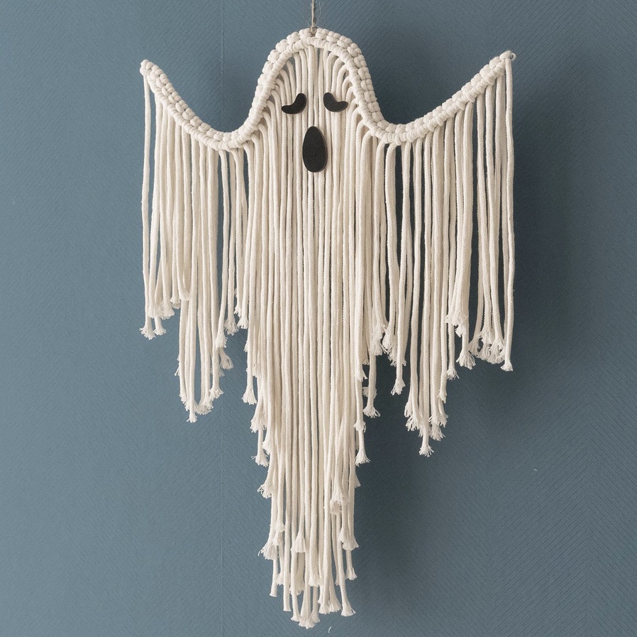 Macrame Ghost Wall Hanging – Handmade Halloween Boho Décor